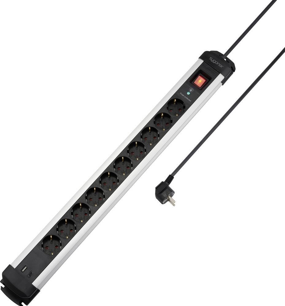 Sygonix SY-6807136 Überspannungsschutz-Steckdosenleiste 10fach