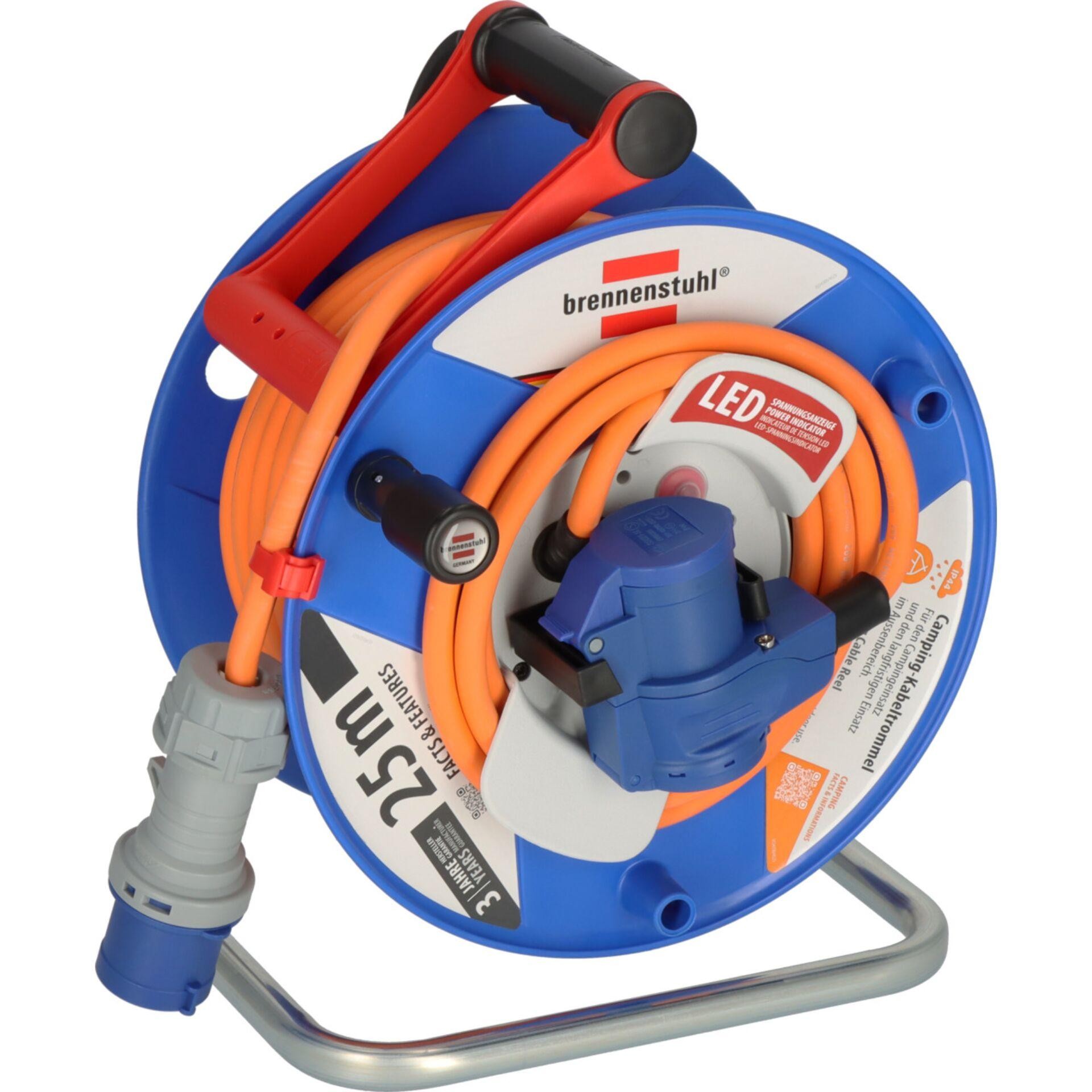 Brennenstuhl 1182470200 Camping-Kabeltrommel 25m Orange CEE-plug 16A