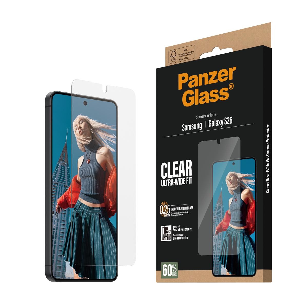PanzerGlass Screen Protector Samsung Galaxy S26 | Ultra-Wide Fit w.
