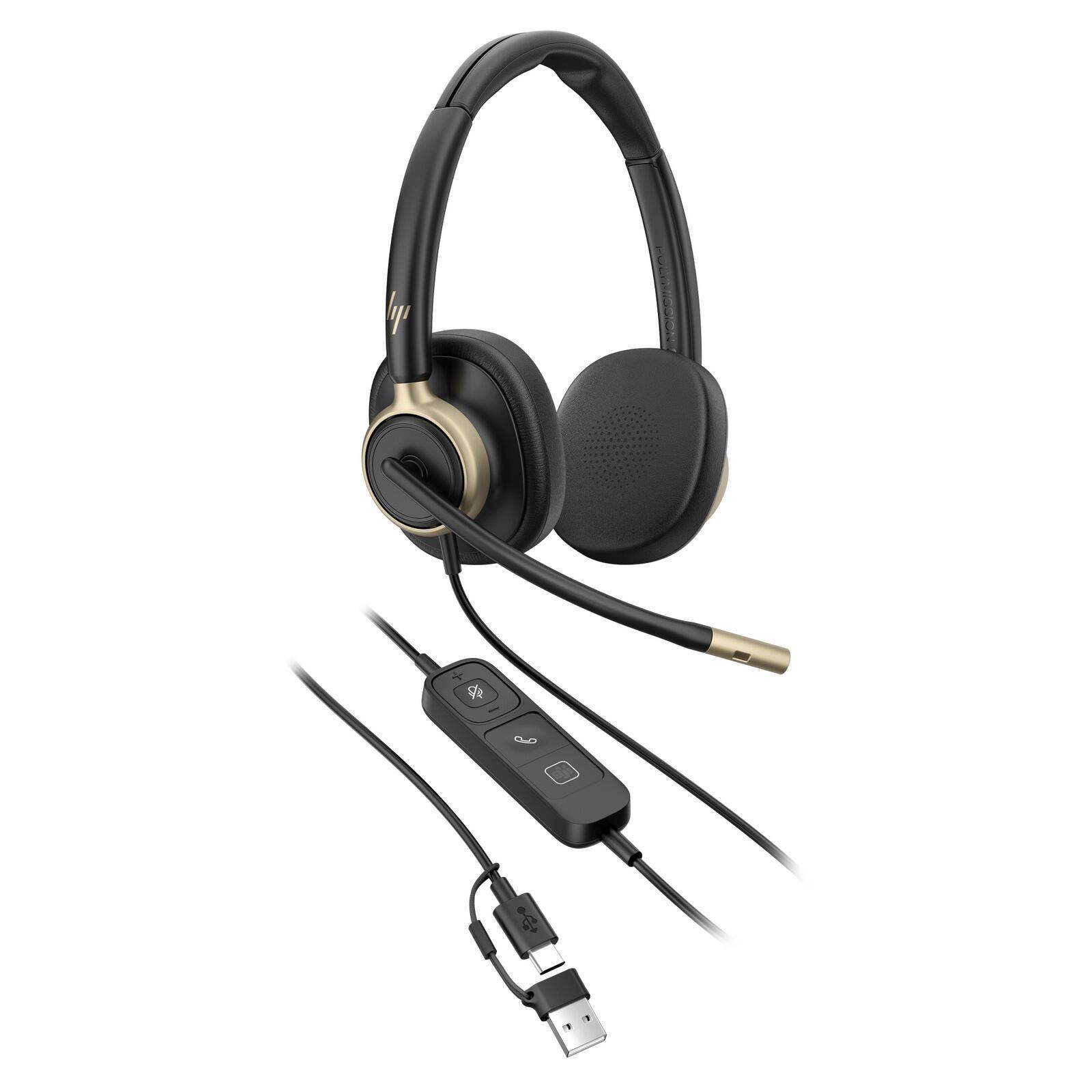 HP Poly Mission 825 Stereo USB Wired Headset (Bulk) - HP Poly Mission