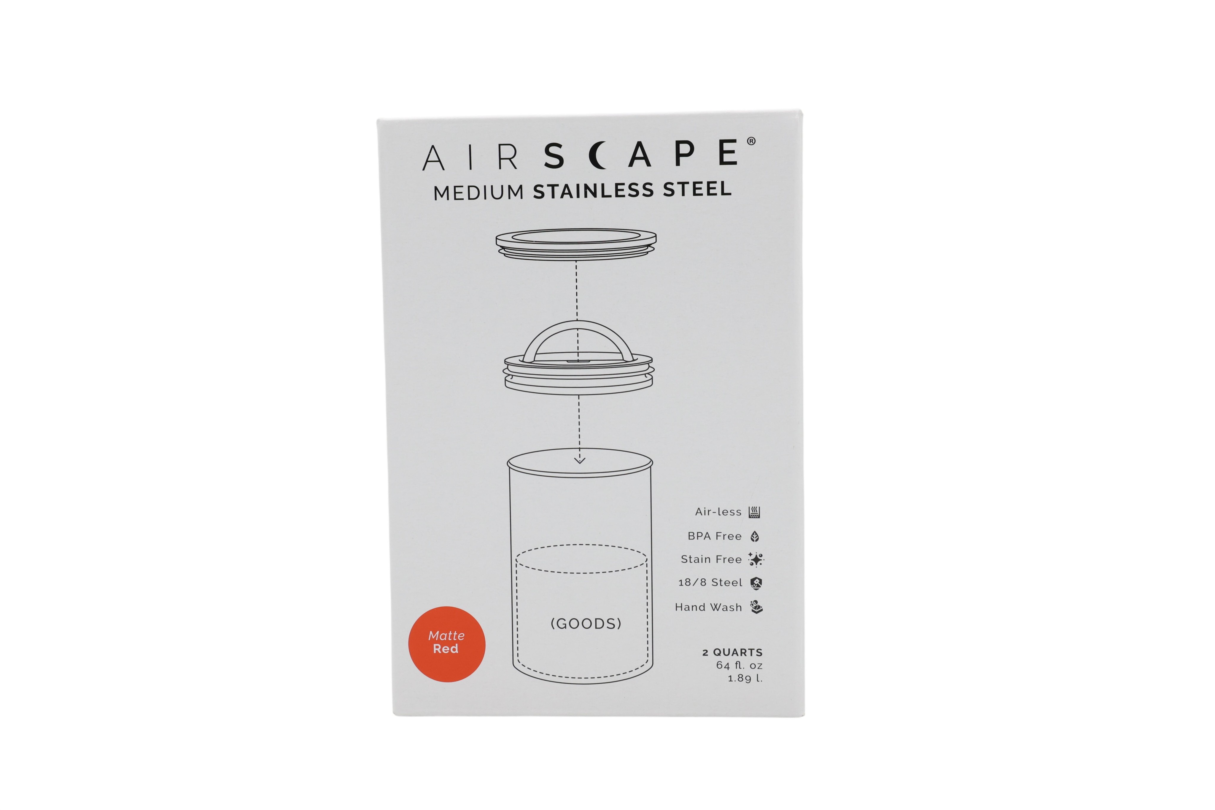 Airscape Edelstahl-Aromabehälter mittel, signalrot matt