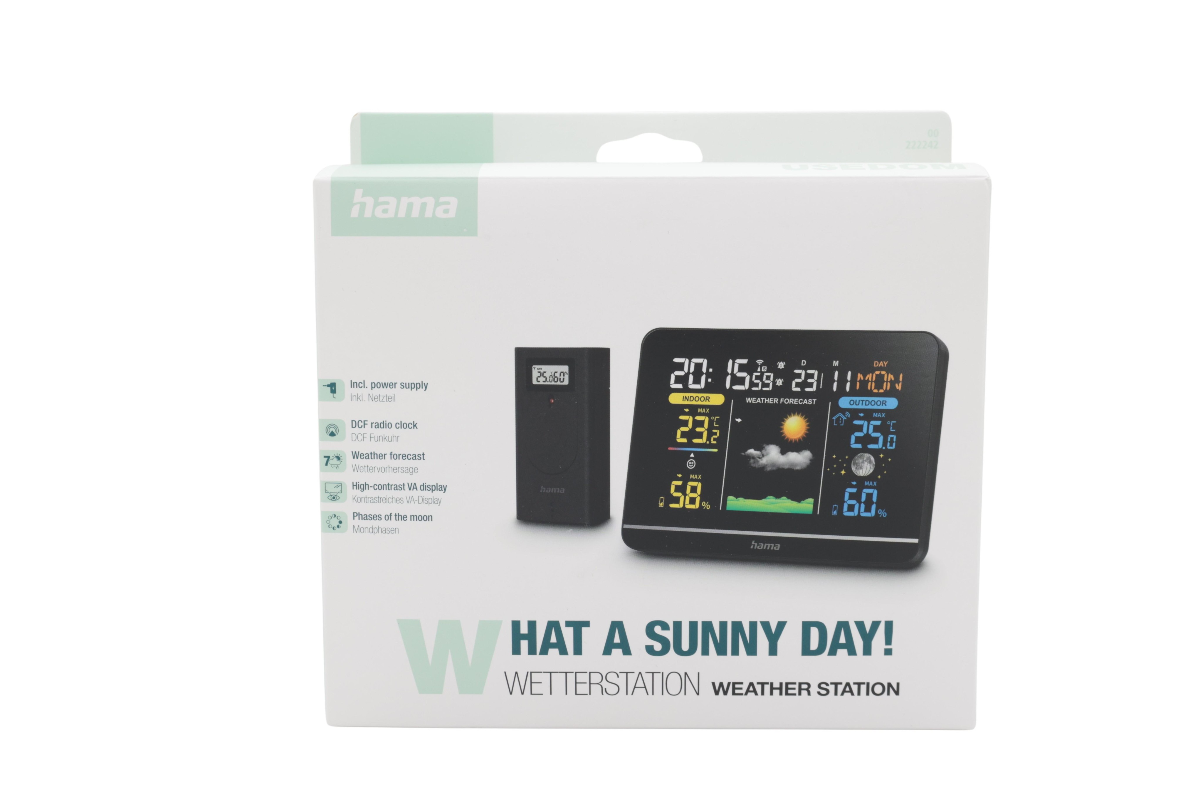 Hama Usedom Black AC - Hama Usedom, Black, Indoor hygrometer, Indoor