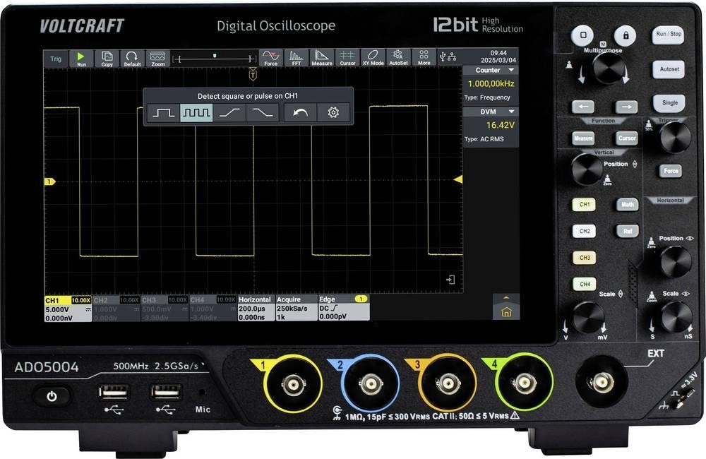 VOLTCRAFT ADO-5004 Digital-Oszilloskop 500MHz 2.5 GSa/s 250 Mpts 12