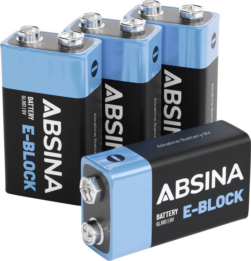 Absina 9V Block-Batterie Alkali-Mangan 580 mAh 9V 4St.