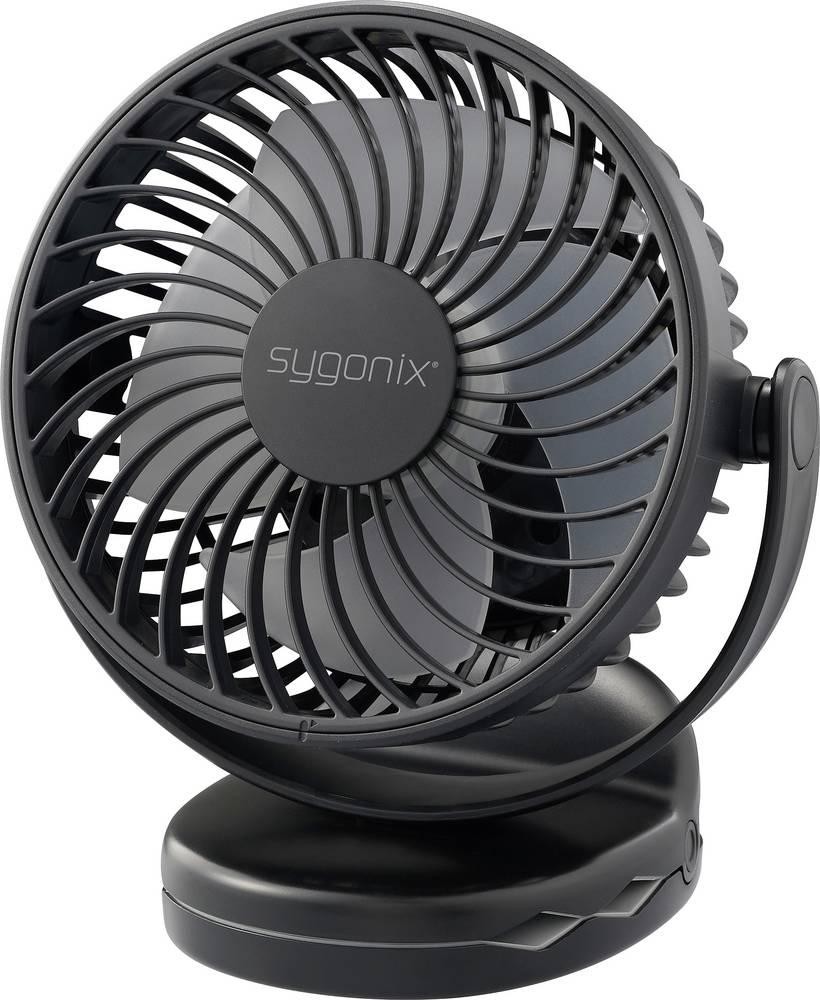 Sygonix Akku-Ventilateur 4W noir avec batterie rechargeable