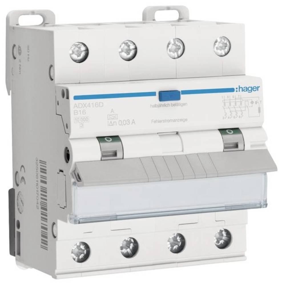 Hager ADX416D FI-Schutzschalter/Leitungsschutzschalter 4polig 16A 0.