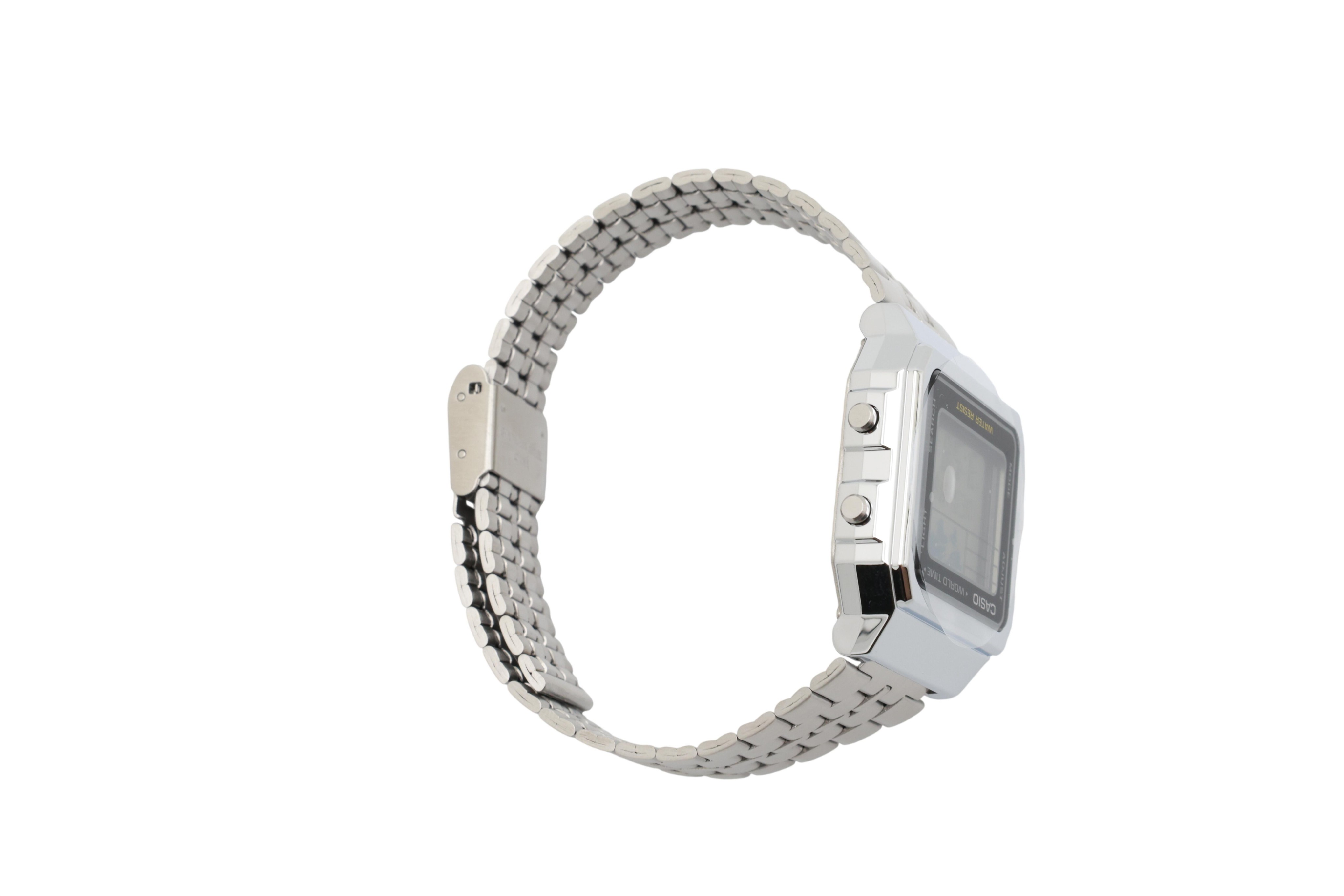 CASIO A500WA-1DF Vintage Kollektion Weltzeit Uhr, silver