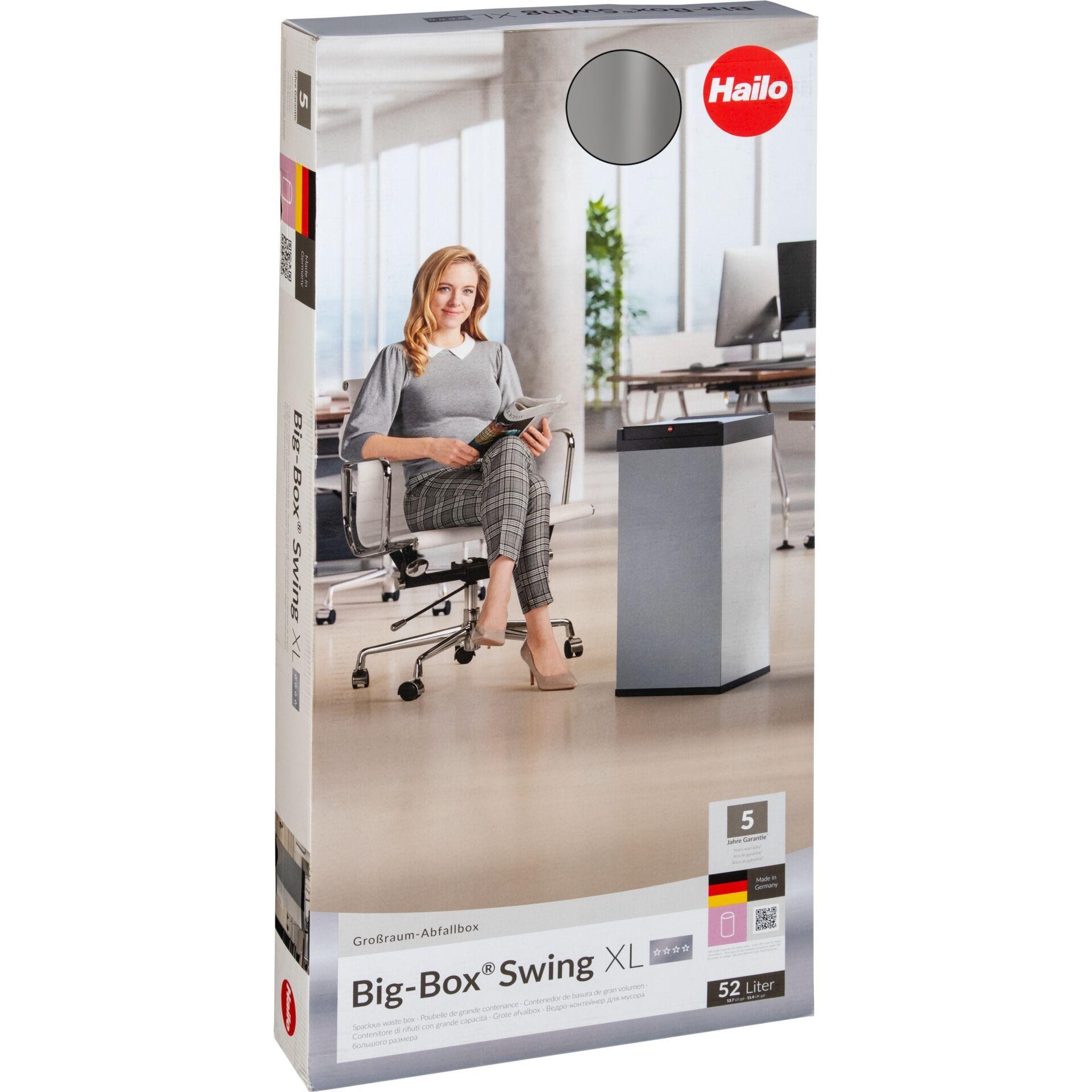 Hailo Big-Box Swing XL 52 L Rectangulaire Plastique, Acier Argent -