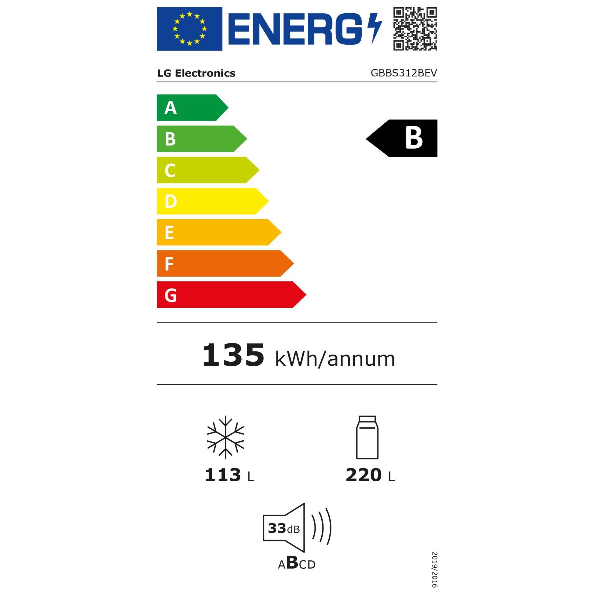 LG GBBS312BEV nevera y congelador Integrado 333 L Negro - LG