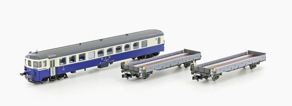 Lemke LC96009 N 3er Autoverladezug, Steuerwagen BDt+2x Auffahrwagen
