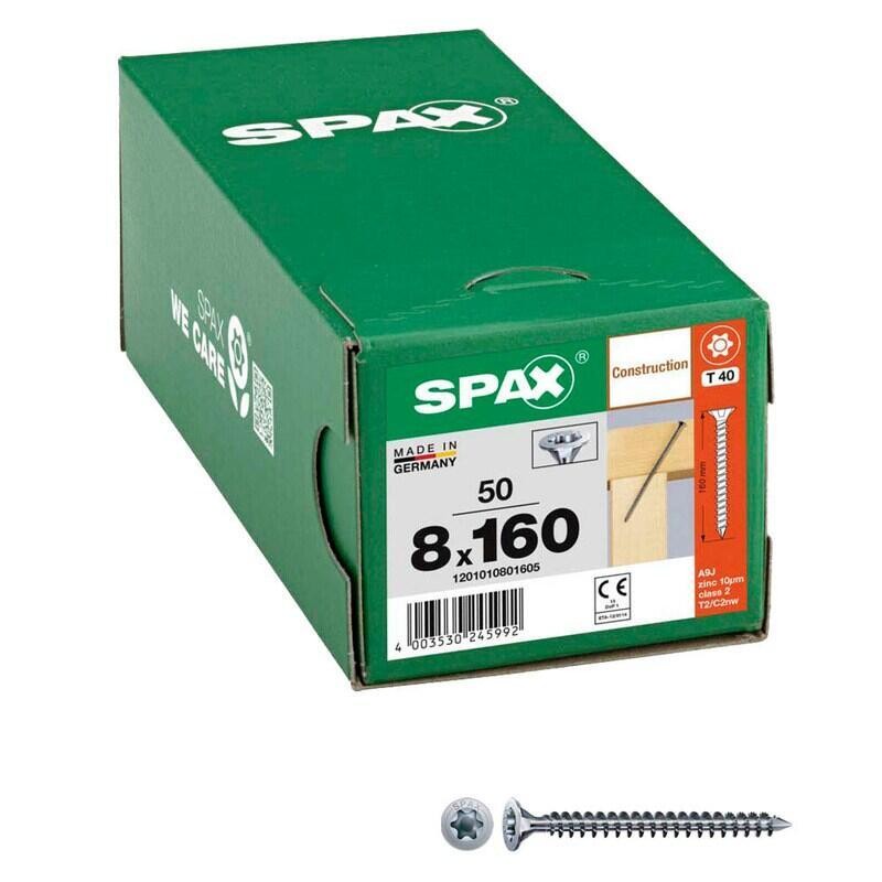SPAX 1201010801605 Senkkopfschraube 8mm 160mm T-STAR plus Stahl 50St.
