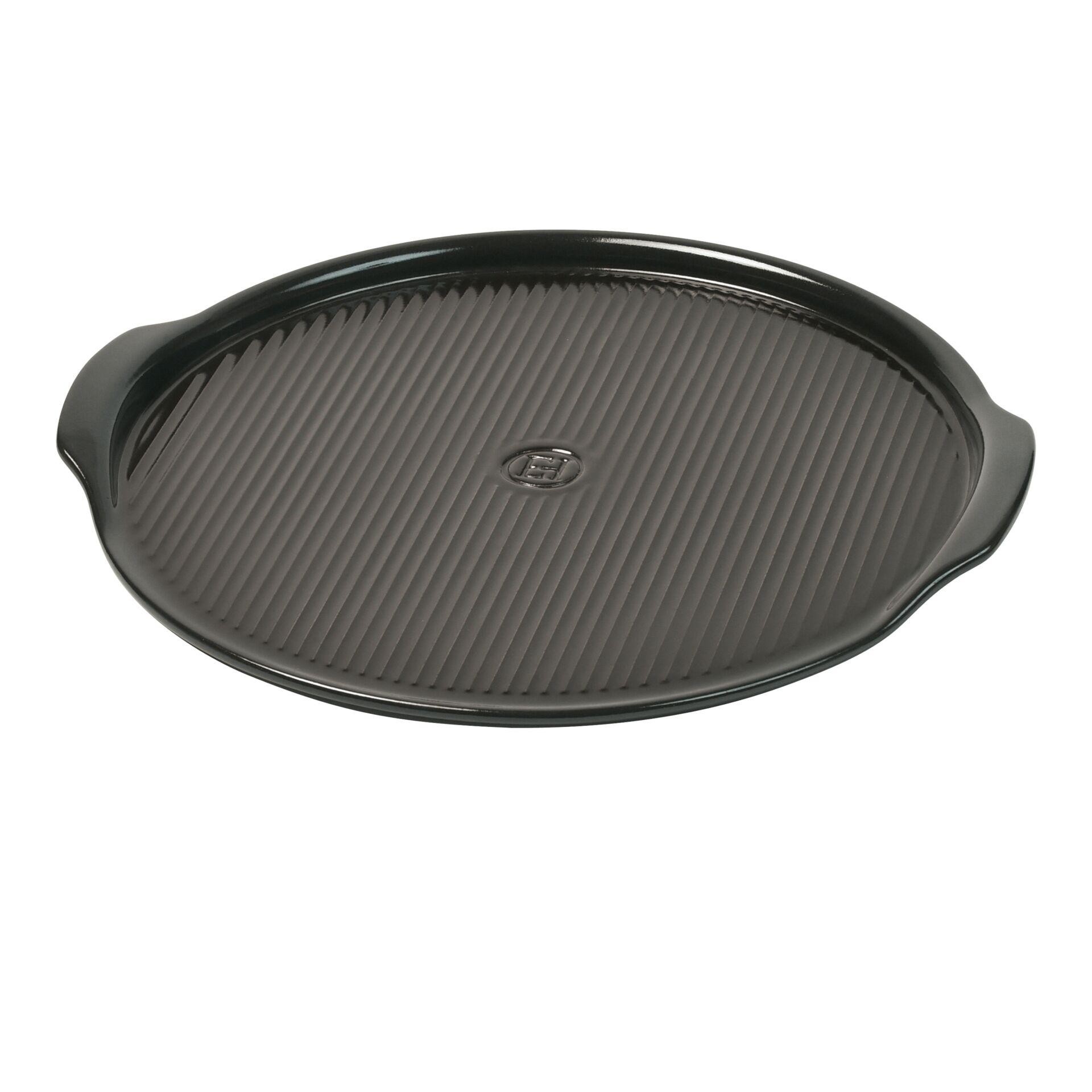 Emile Henry Pizzastein 37 cm geriffelt Fusain/Kohle