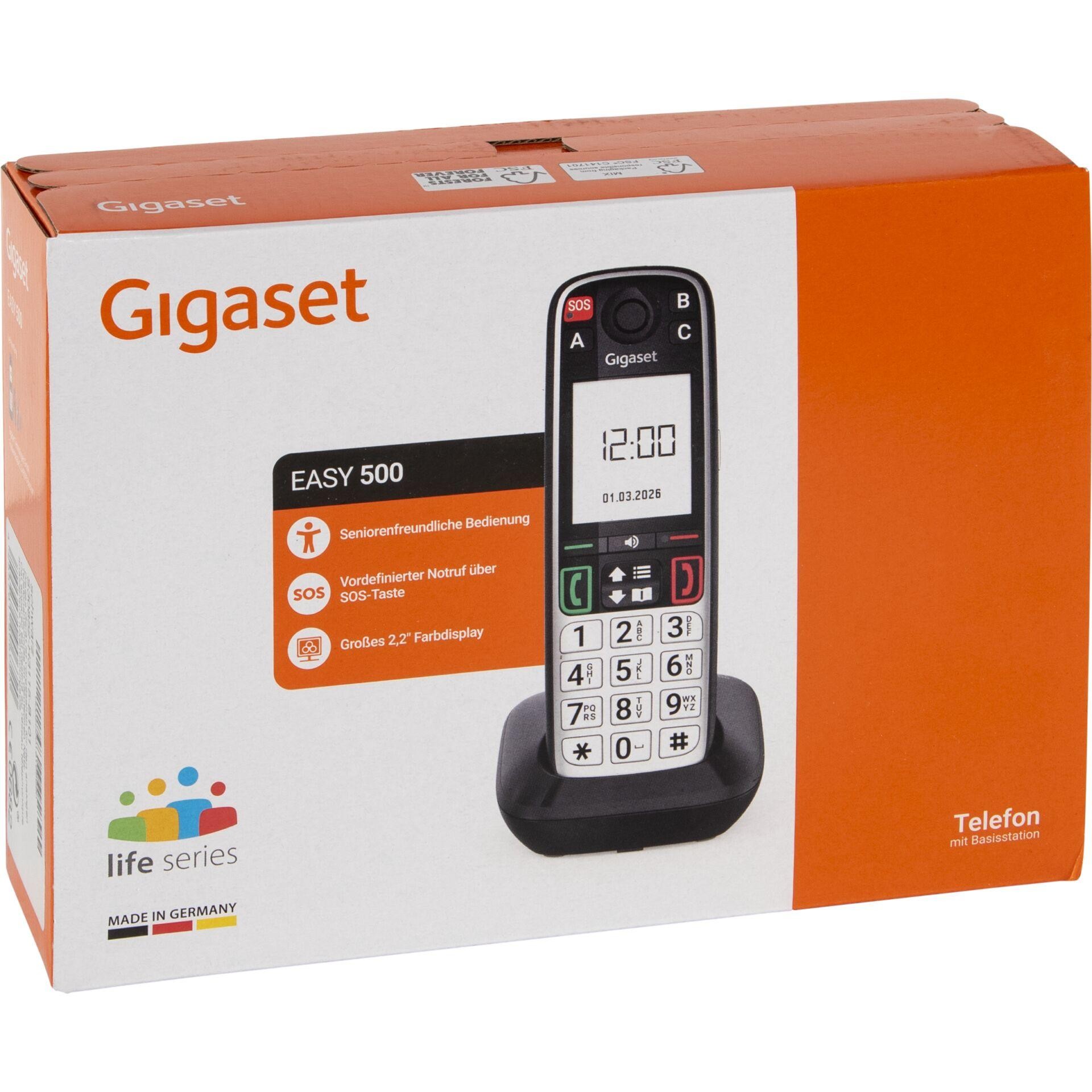 Gigaset EASY 500 Analog/DECT telephone Caller ID Black, Silver -