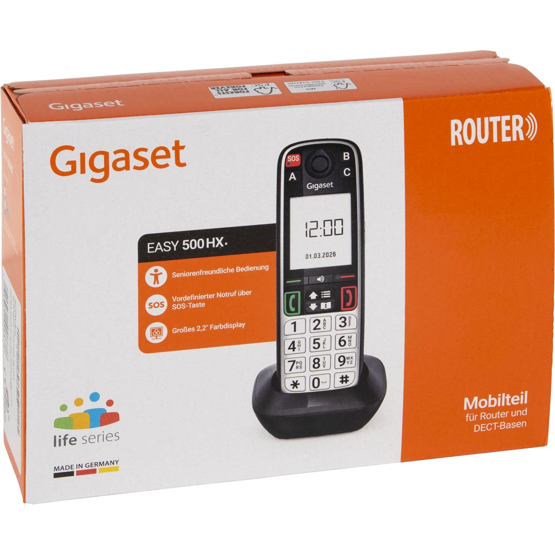Gigaset EASY 500HX Analog/DECT telephone Caller ID Black, Silver -