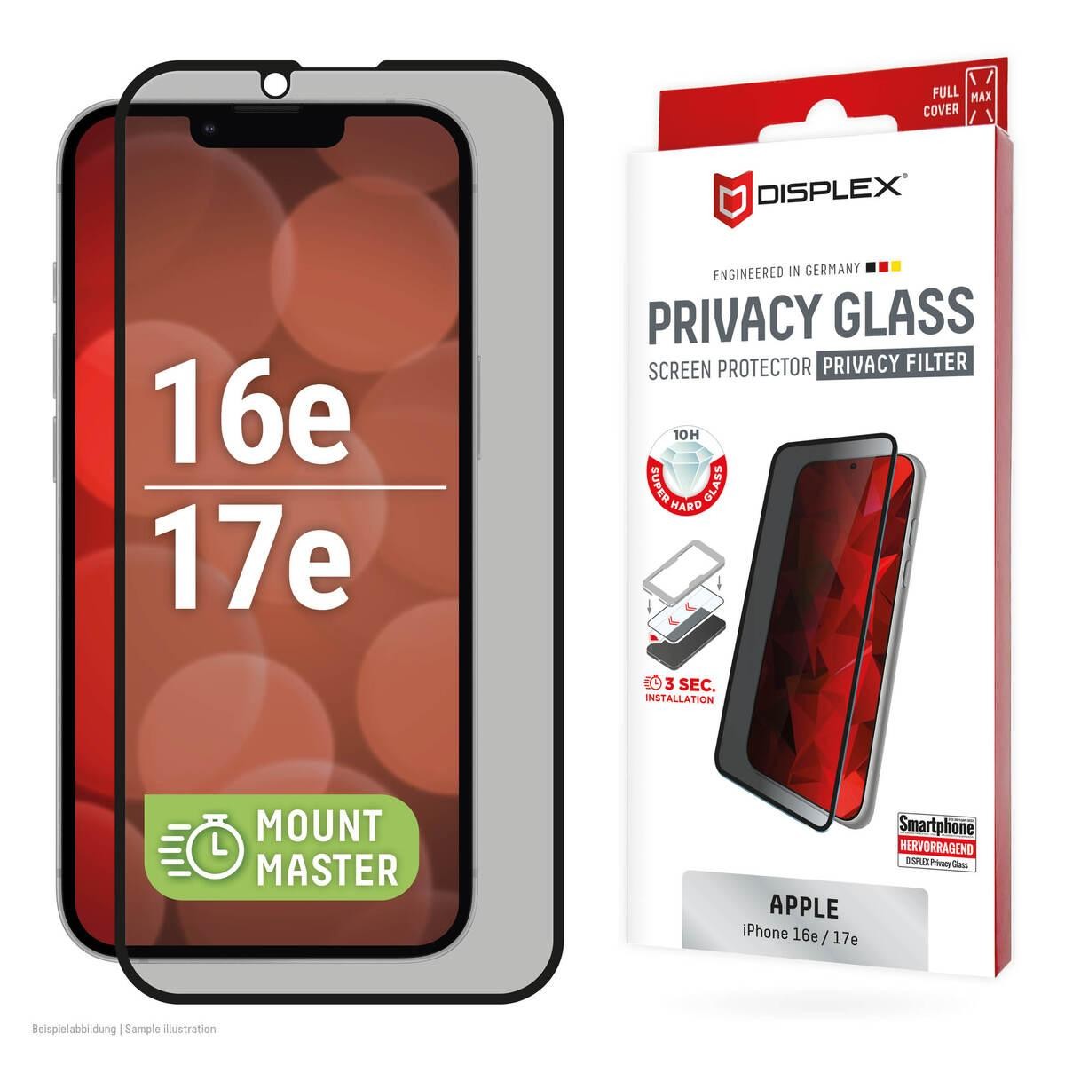 Displex Privacy Screen Protector (10H) for Apple iPhone 16e/17e,