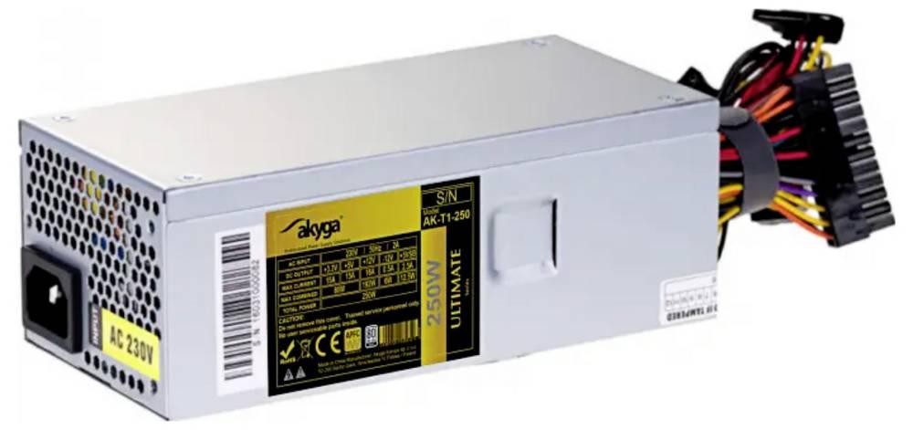 Akyga AK-T1-250 TFX power supply unit 250 W 24-pin ATX LFX Stainless