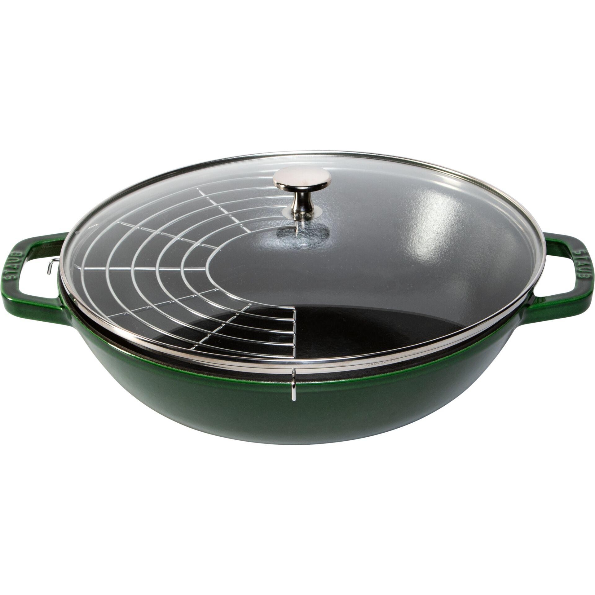 Staub Wok 30 cm with Deckel Gusseisen, Basilikum-grün