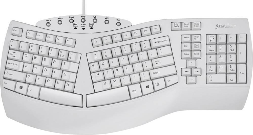 Perixx Periboard-512 USB Tastatur Deutsch, QWERTZ Weiß Ergonomisch