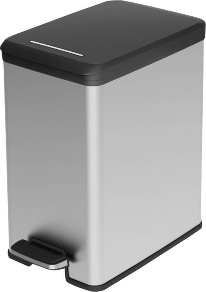 Curver Slim Bin 20L Square Plastic Black, Silver - Curver Slim Bin