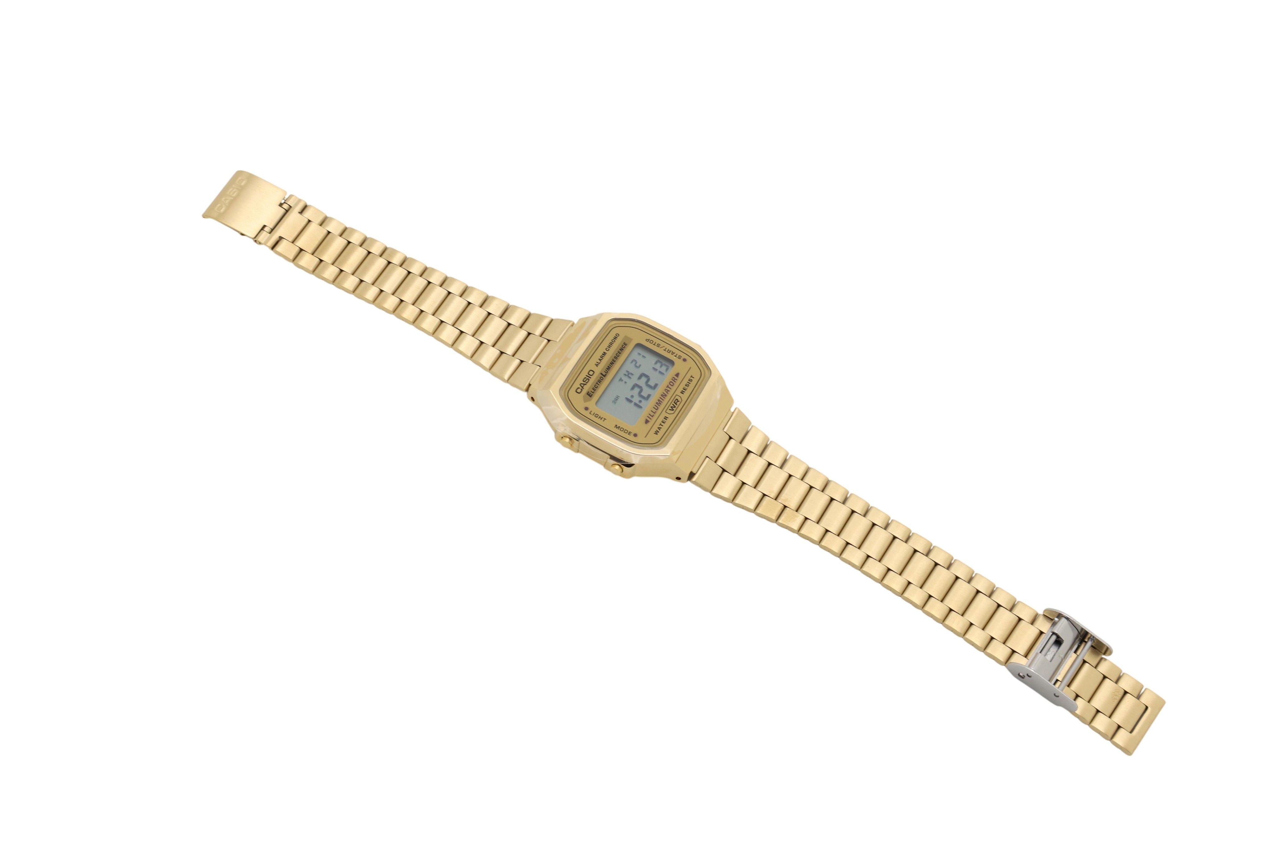 Casio A168WG-9WDF Vintage Unisex-Digitaluhr con Edelstahlband, oro