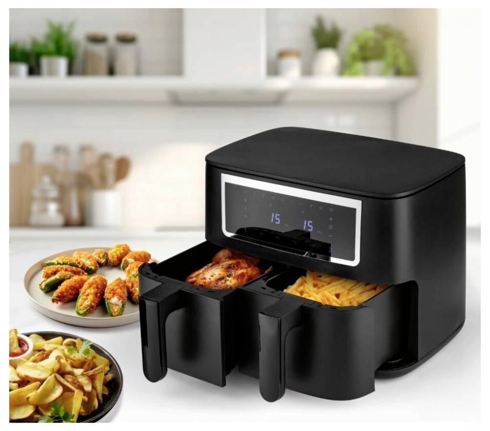 GourmetMaxx hot air-Fritteuse Doppelkorb 2x 4l black matt/Edelstahl