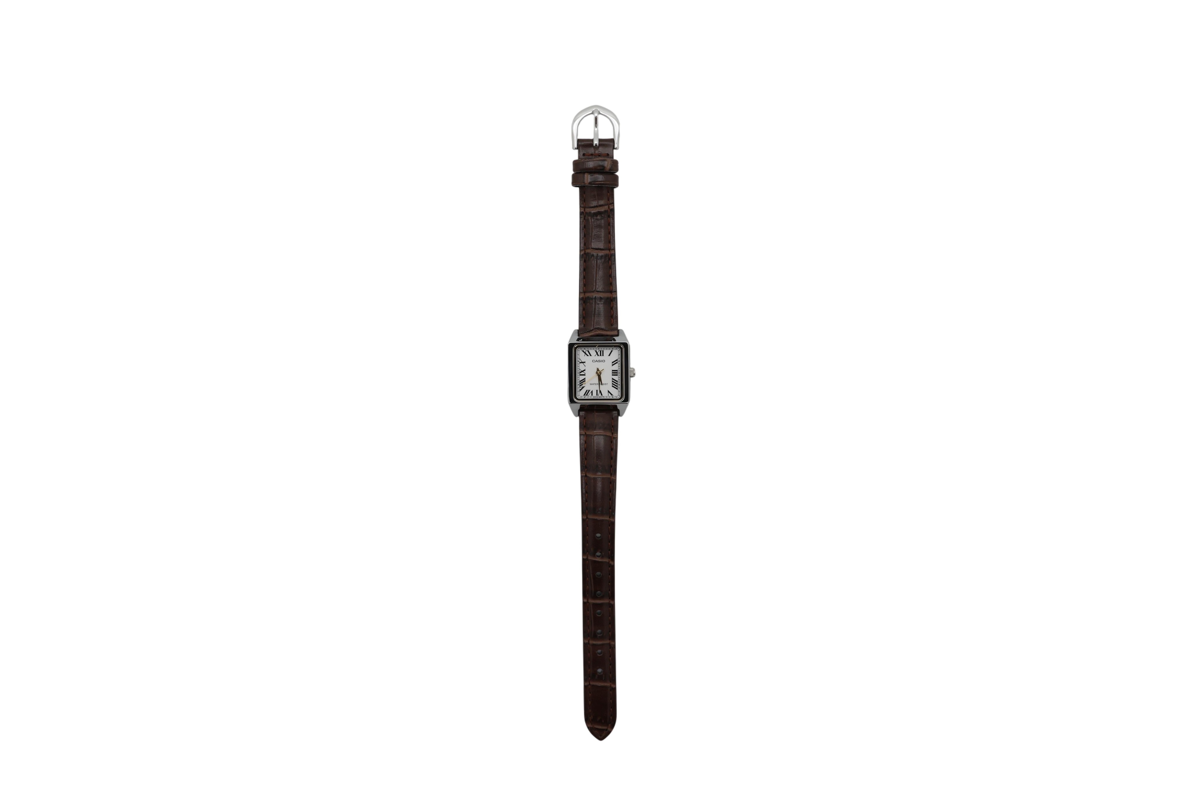 CASIO LTP-V007L-7B2UDF Damen-Analoguhr, brown/silver