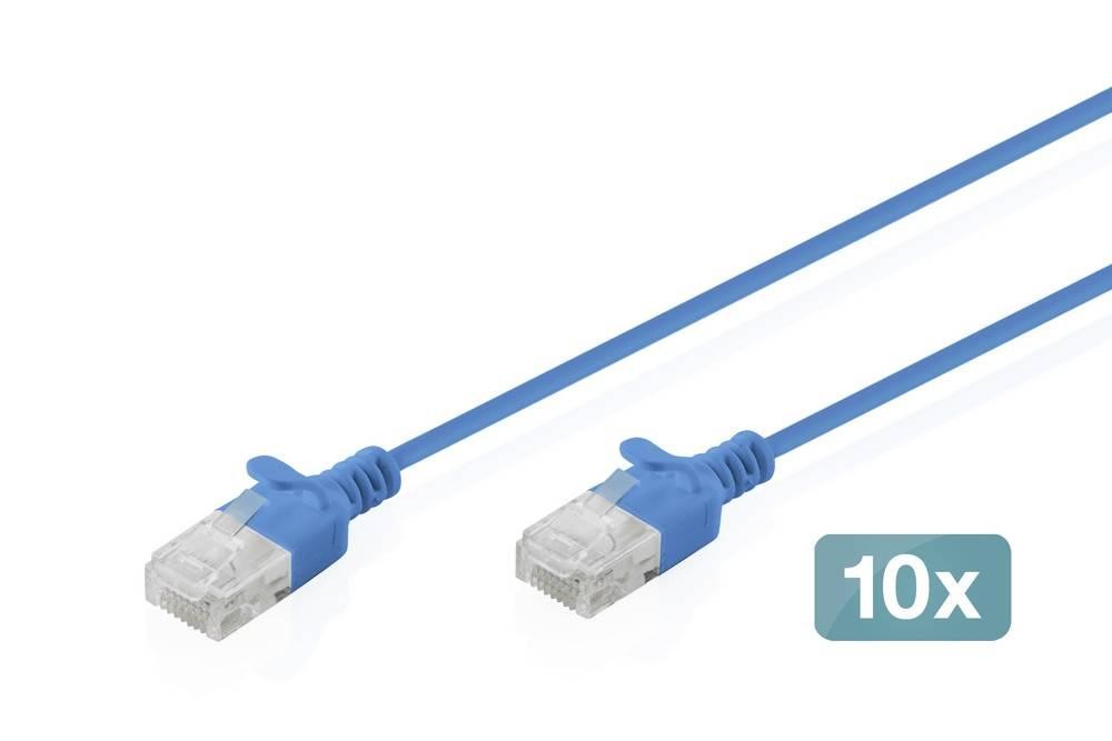Digitus CAT 6 U-UTP Slim patch cable, 2 m, blue, 10 pieces - Digitus