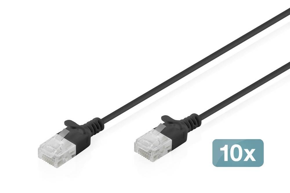 Digitus DK-1618-020S-BL-10 RJ45 Patchkabel CAT 6 U/UTP 2m Schwarz 1St.