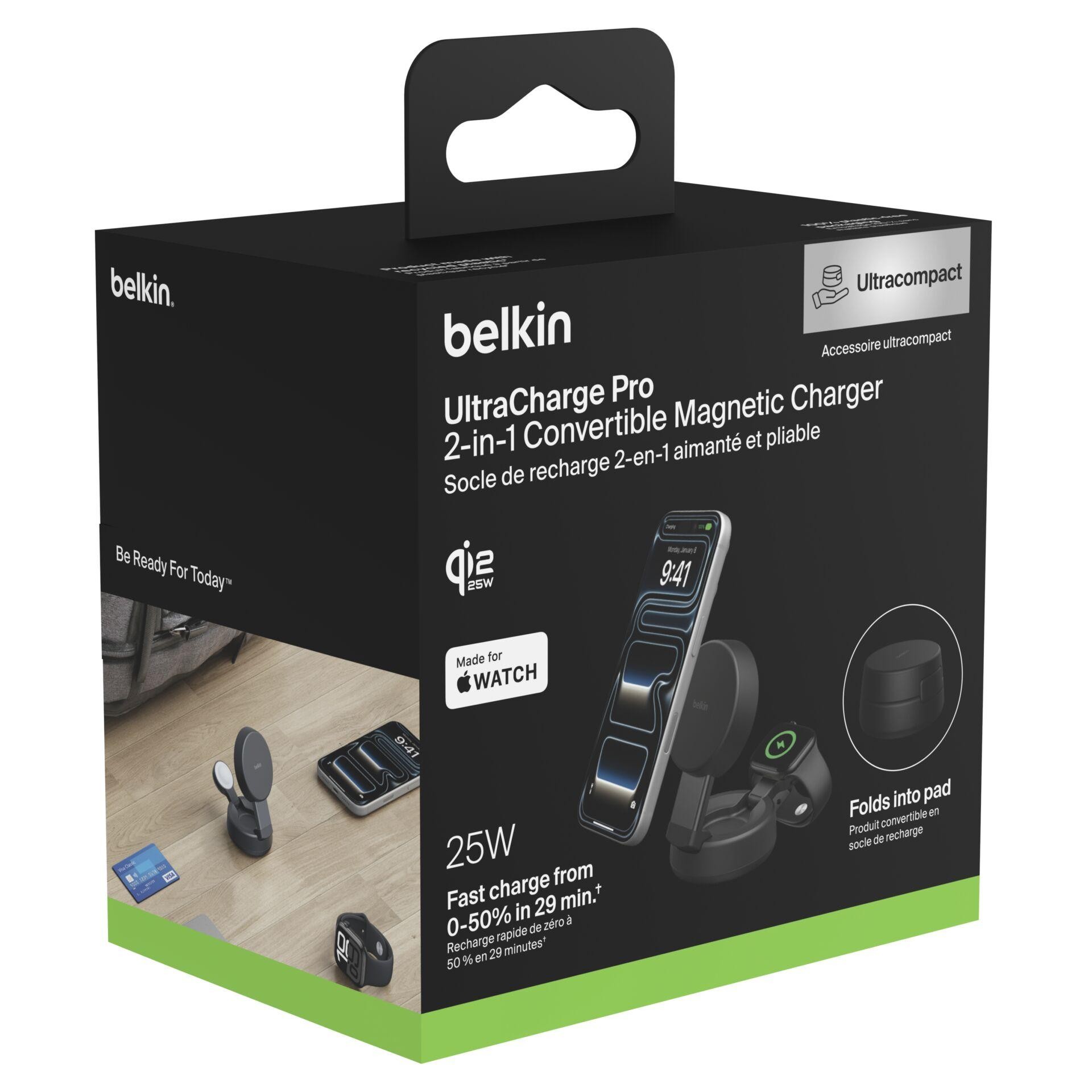 Belkin WIZ043kq 25 Watt Qi2 2-in-1-charging stand, dark grey