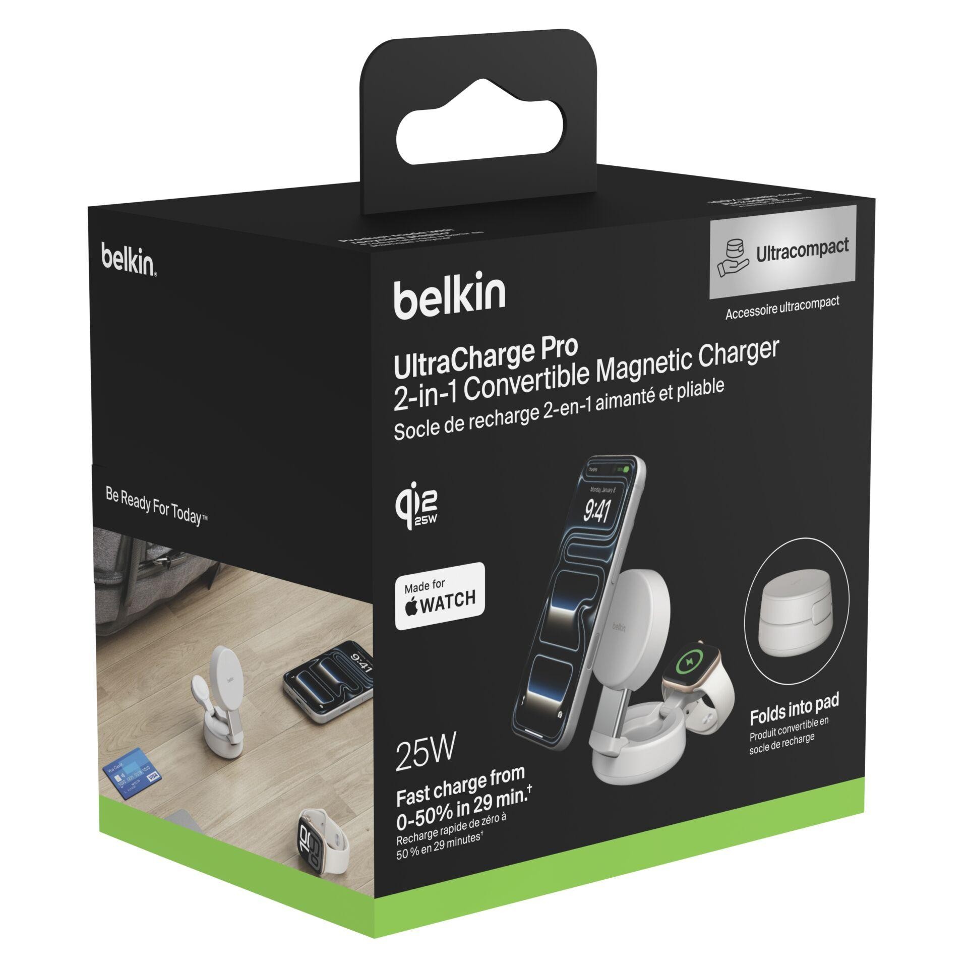 Belkin WIZ043kq 25 Watt Qi2 2-in-1-charging stand, sand