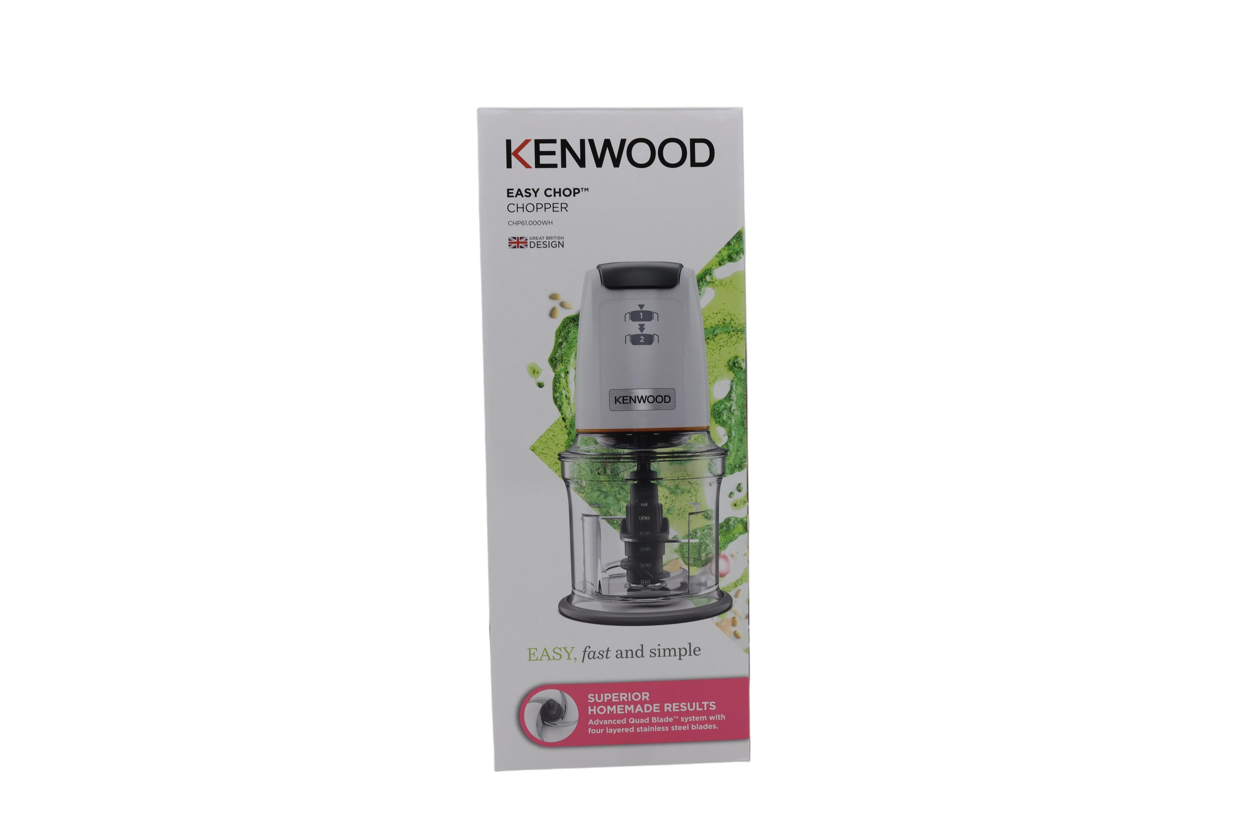 Kenwood CHP61.000WH EasyChop Zerkleinerer mit vier Klingen, 500W, wei
