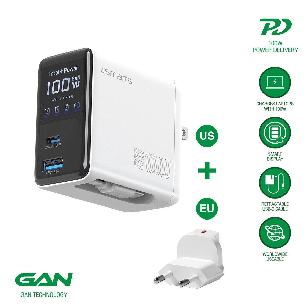 4smarts GaN Flex Universal White AC Fast charging Indoor - 4smarts