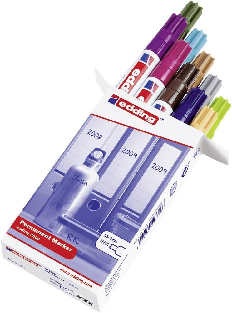 Edding Permanentmarker 3000 10 St./Pack., brightgrün, grey, ocker,