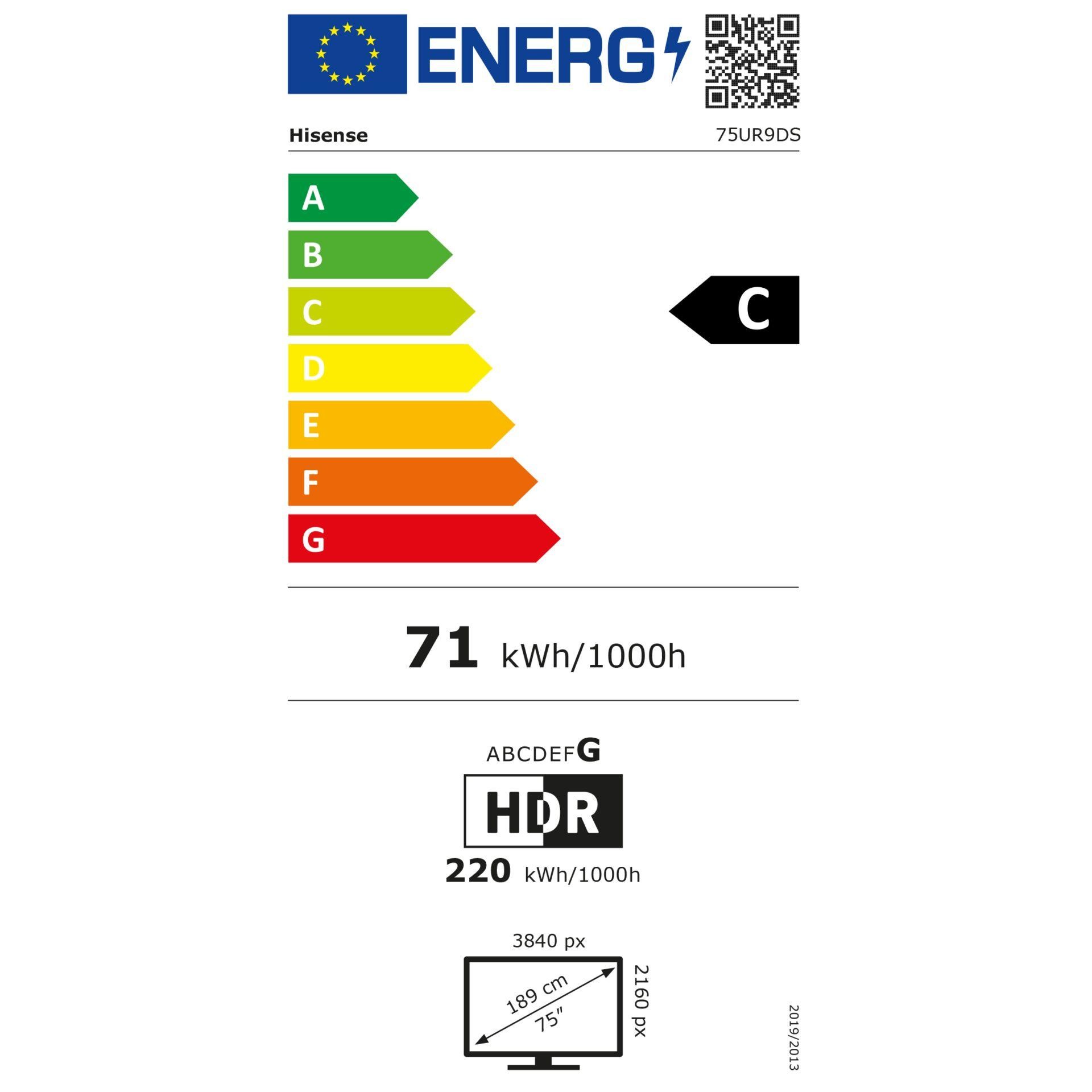 Hisense 75UR9DS 190.5 cm (75") 4K Ultra HD Smart TV Wi-Fi Black -