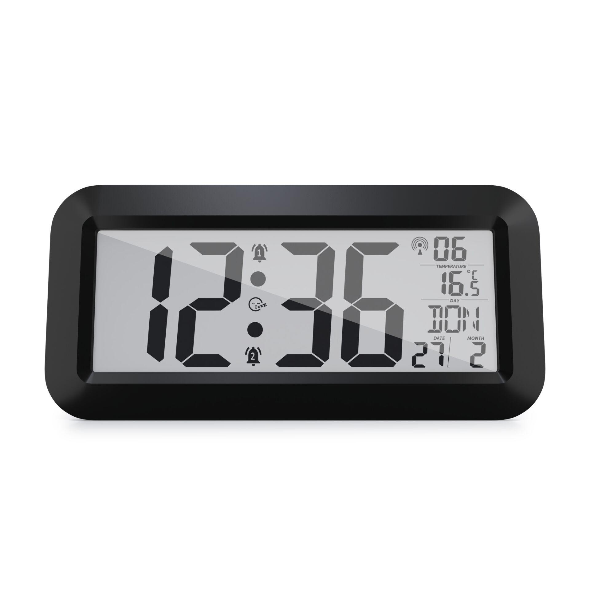 Mebus 14116 Funk Funkuhr 42cm x 20cm x 3cm black Großes Display