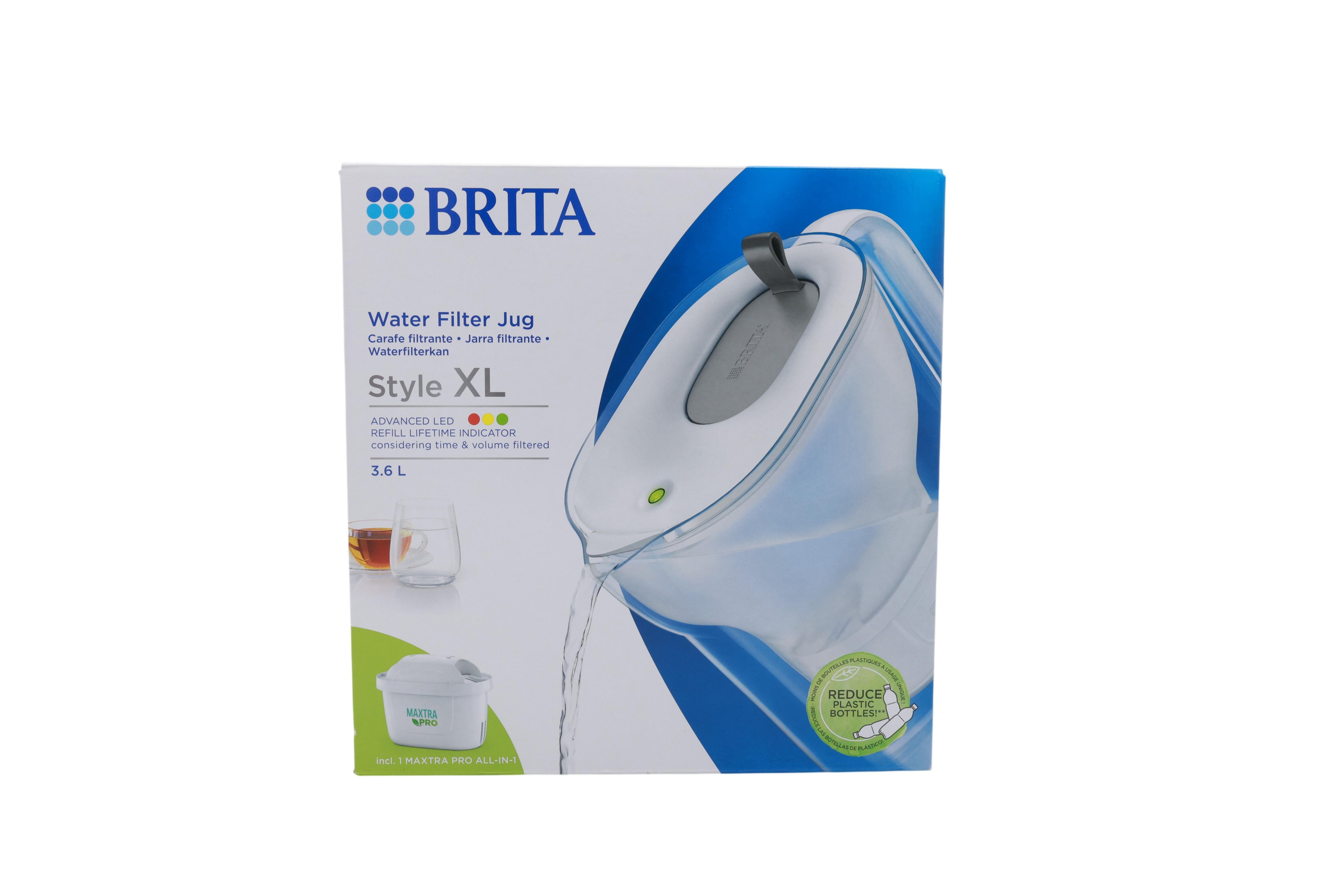 BRITA Wasserfilter-Kanne Style XL hellgrau (3,6l) inkl. 1 MAXTRA PRO