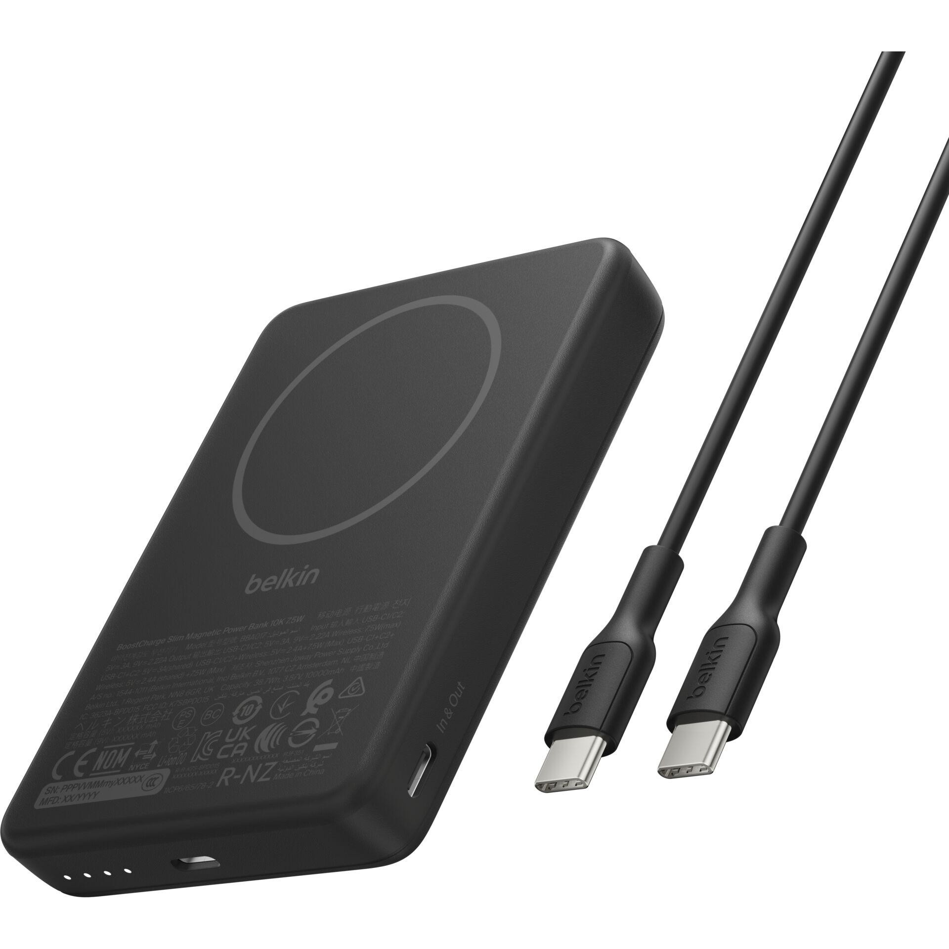 Belkin BoostCharge Slim Mag. Powerbank 10.000mAh Qi2 7.5W weiß