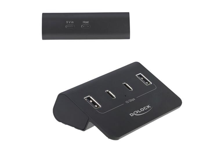 Delock USB 10 Gbps Hub mit 2 USB-C und 2 USB-A Ports