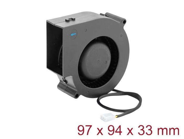 Delock Radiallüfter / Lüftergebläse 12 V DC 97 x 94 x 33 mm mit 3-