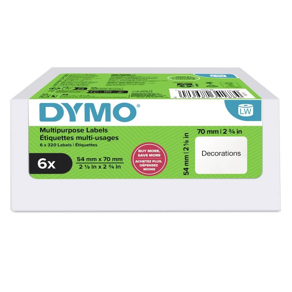 DYMO Etiketten Rolle 70 x 54mm Weiß 6 Rollen Wiederablösbar 2234188
