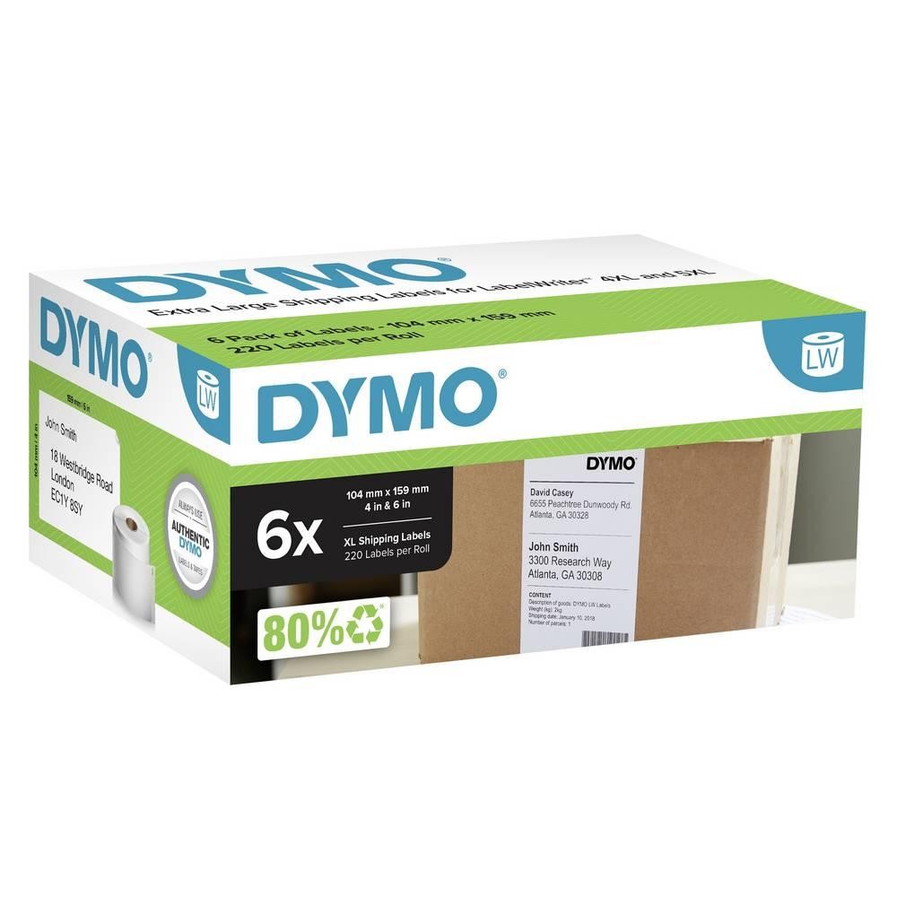 DYMO Etiketten Rolle 104 x 159mm Weiß 6 Rollen Wiederablösbar
