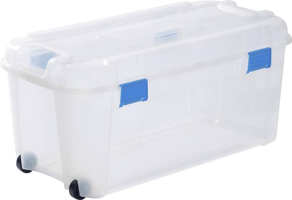 Curver 243731 Aufbewahrungsbox TOTEM Box 80L, transparent / blue