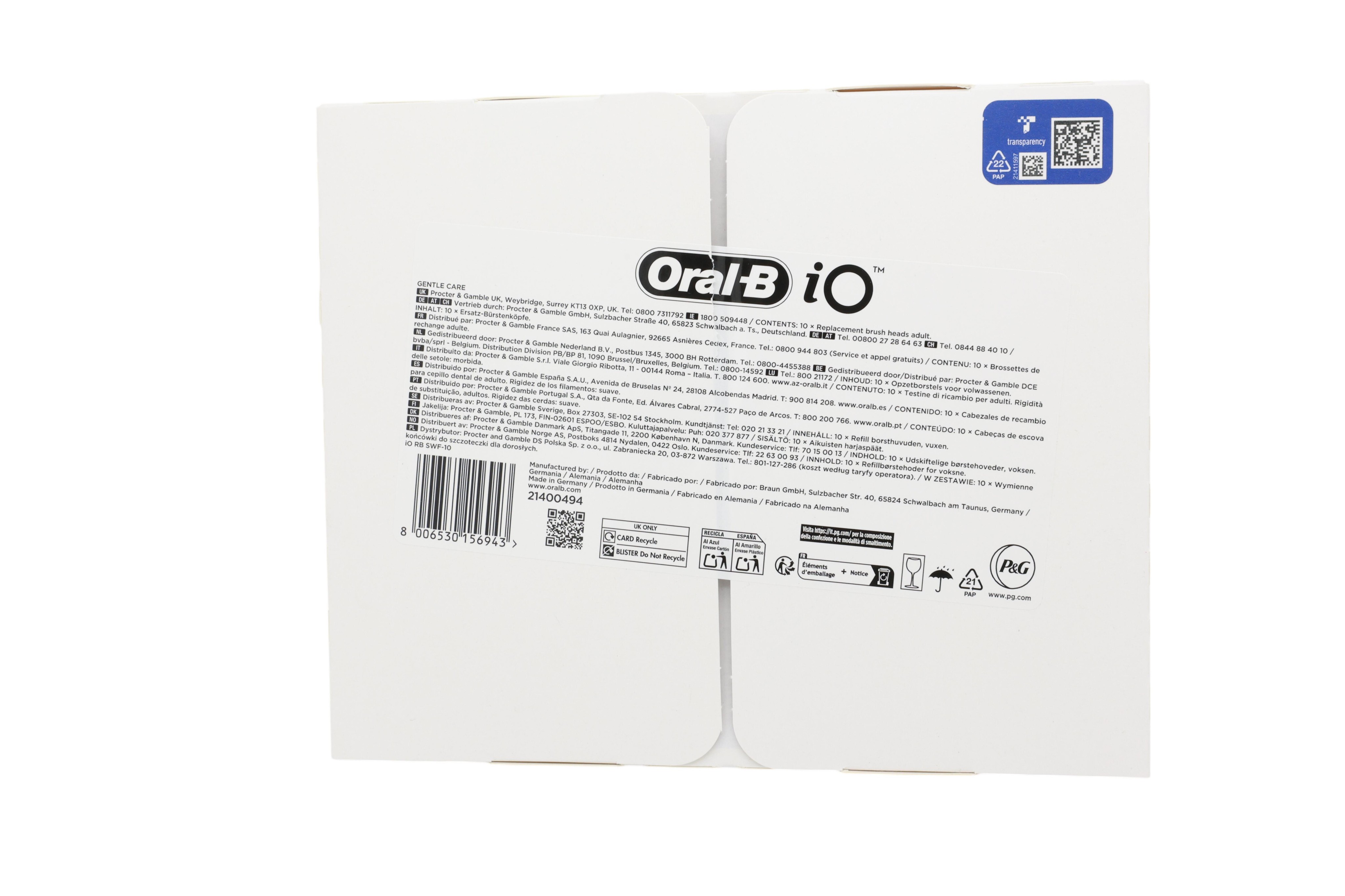 Braun Oral-B iO Aufsteckbürsten Sanfte Reinigung 10 Stück, white