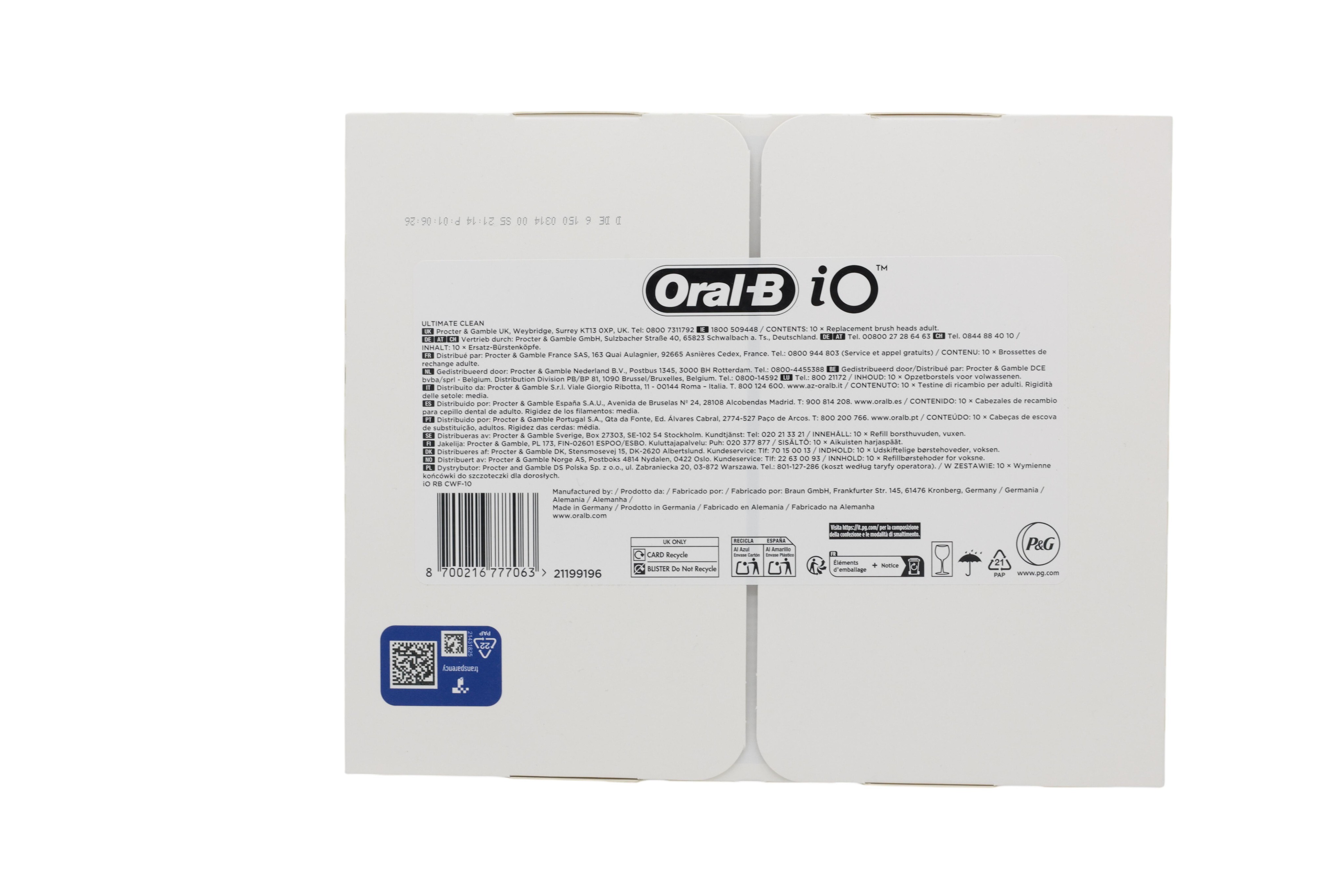Braun Oral-B iO Aufsteckbürsten Ultimative Reinigung 10 Stück, white