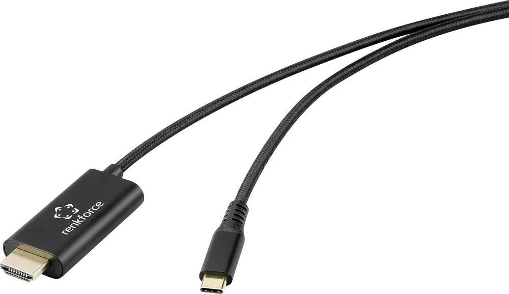 Renkforce USB-câble USB-C Stecker, HDMI-A prise mâle 2.00m noir