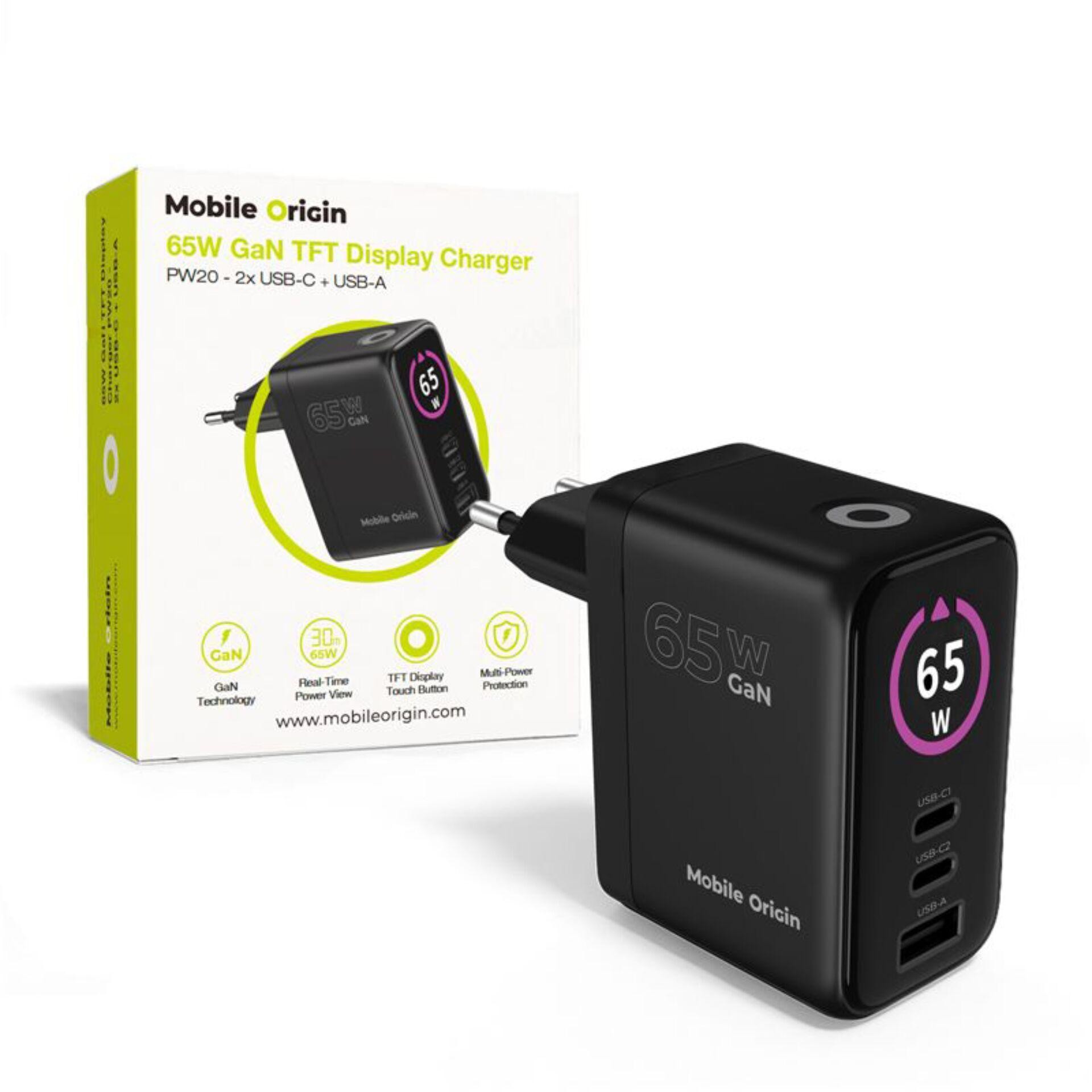 Mobile Origin MO-65WDCH-PW20 mobile device charger Universal Black AC