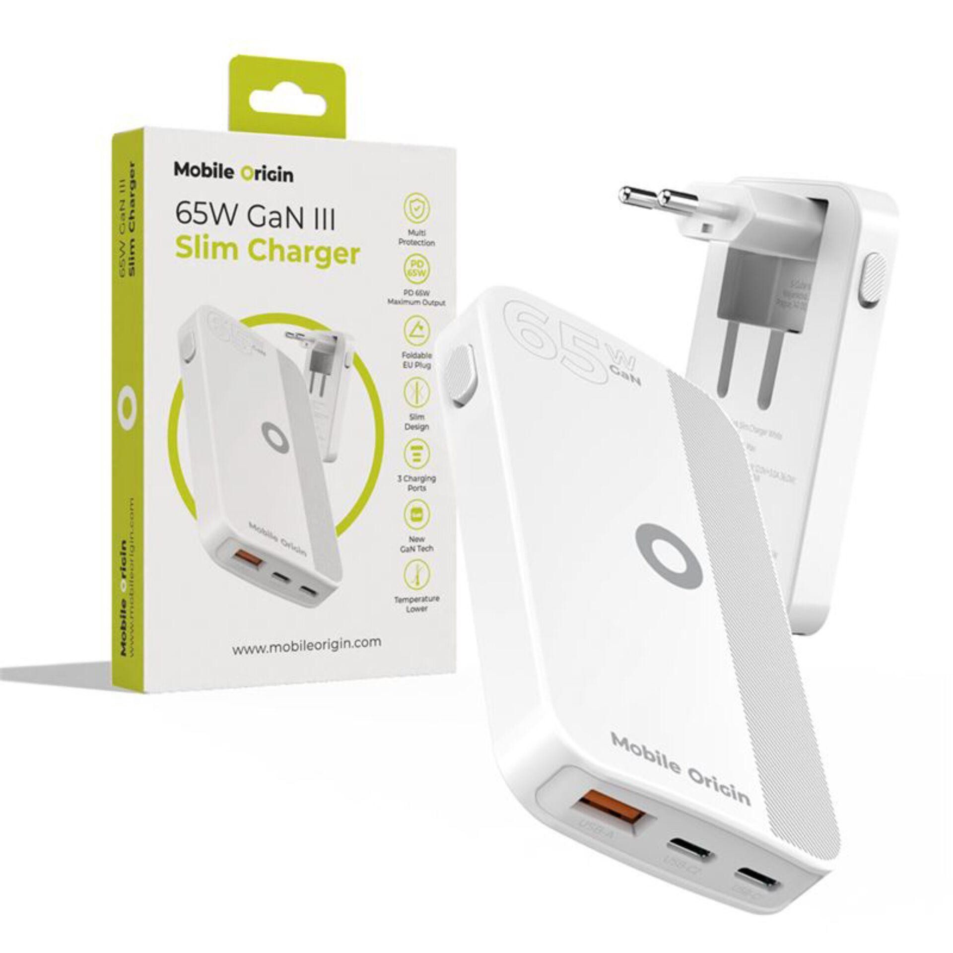 Mobile Origin GAN-65W-SLM-WHT mobile device charger Universal White