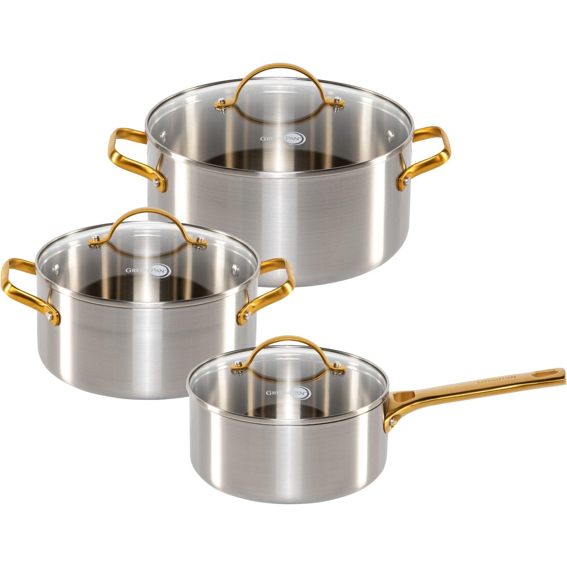 GreenPan Padova Reserve 3-tlg. Kochtopfset stainless steel