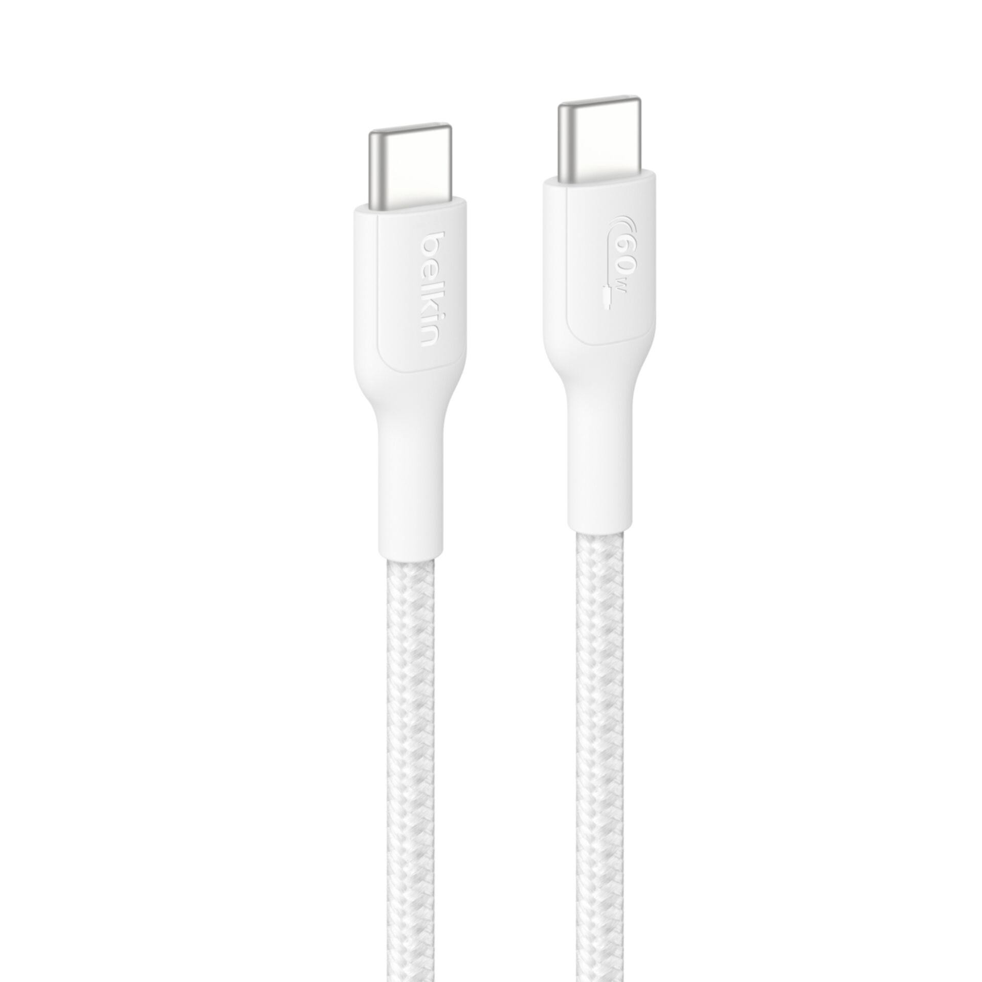 Belkin BoostCharge 60W Geflochtenes USB-C/USB-C-cable 2m, white
