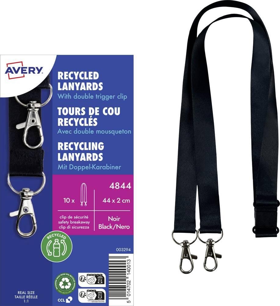 AVERY Lanyard mit Doppel-Karabiner, 20 x 440 mm, schwarz